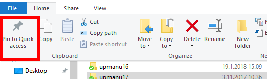 Pin to Quick Access -painike.