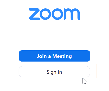 zoom, Sign in -painike.