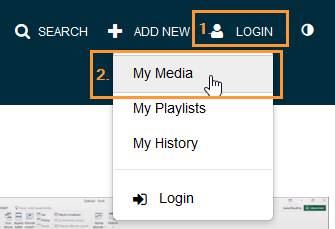 The My Media button found under the Kaltura Login button.