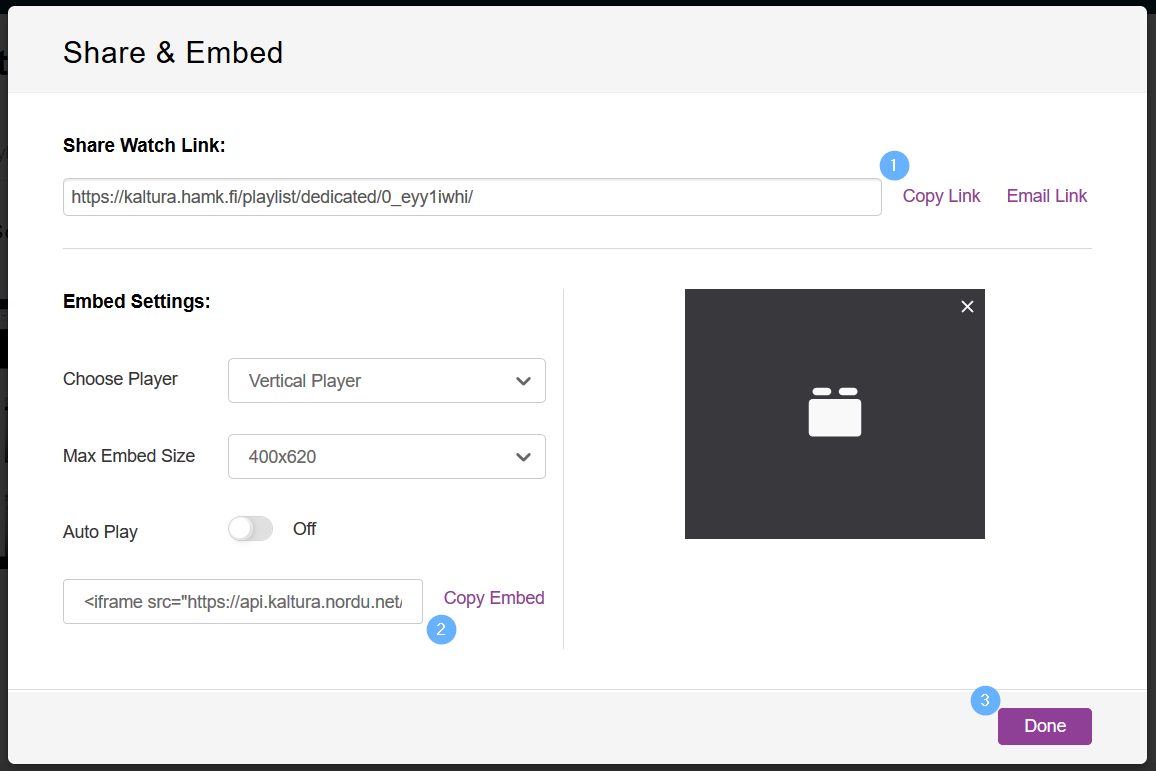 Different functions of the playlist sharing view.