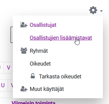 Osallistujien lisäämistavat -painike.