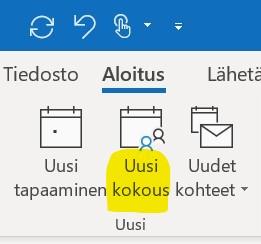 Outlook, uusi kokous -painike