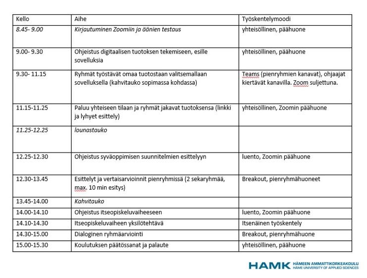 Digipediavinkki esimerkki kahdesta koko päivän täydennyskoulutuksesta verkkoympäristössä.