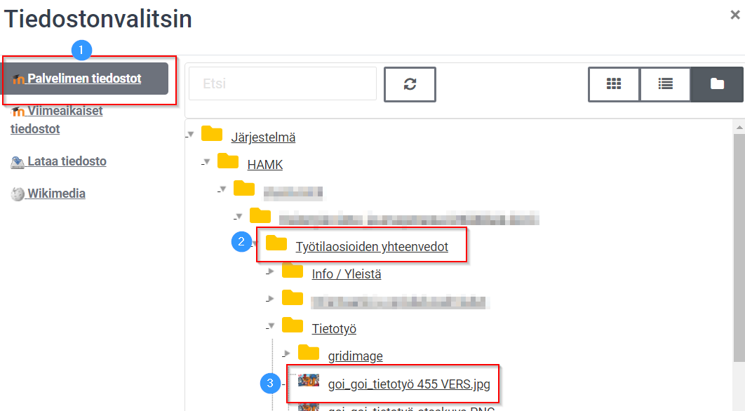 Moodle's file selector.