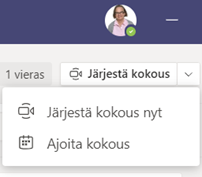 Järjestä kokous -painike Teams-keskustelukanavalla.