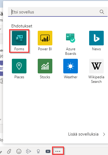Kolmen pisteen alta löytyvä Forms-painike.