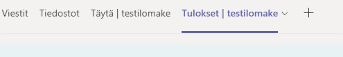 Luotu välilehti näkyy Teams kanavalla.