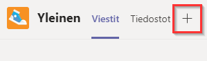 Teams kanavan välilehdet ja lisäyspainike.