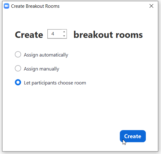 Zoom breakout room self selection