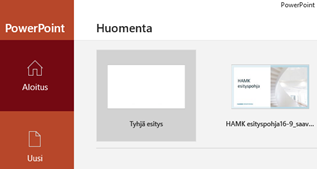 Valmiit mallipohjat PowerPint -esitysgrafiikka ohjelmassa.
