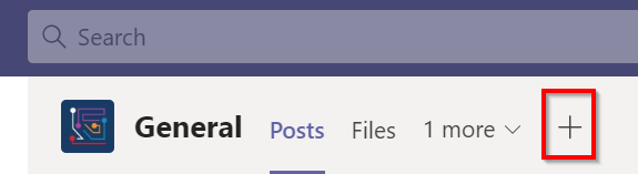 Posts, Files and + tabs in new channel.