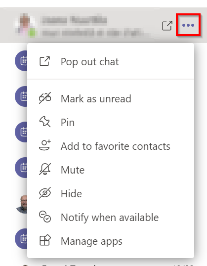 Options for conversations, e.g. pinning, adding to favorite or mute.