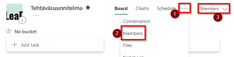Members-buttoin can be found behind three dots adn also from the Members -tab.