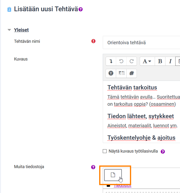 moodle lisää tiedosto