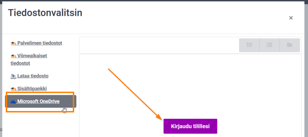 moodle onedrive tiedostonvalitsin