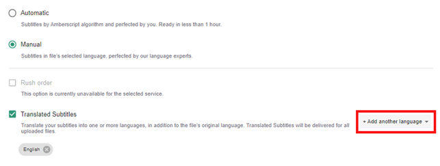 Options for translation subtitles. Functions are explained in the text.