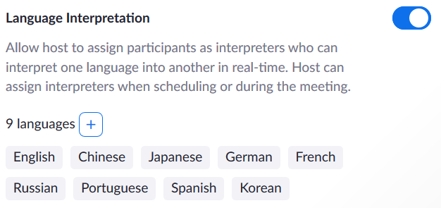 Zoom Language Interpretation