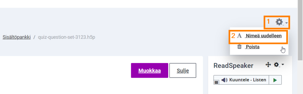 moodle h5p sisältöpankki nimeä uudelleen